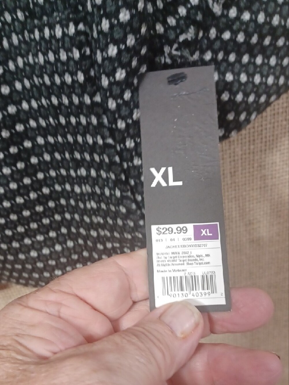 Textured Black & White Ruffle Collar Button-Front Tunic - Picture 7 of 9